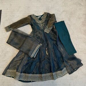 Maria B green Anarkali suit fully lined sleeves